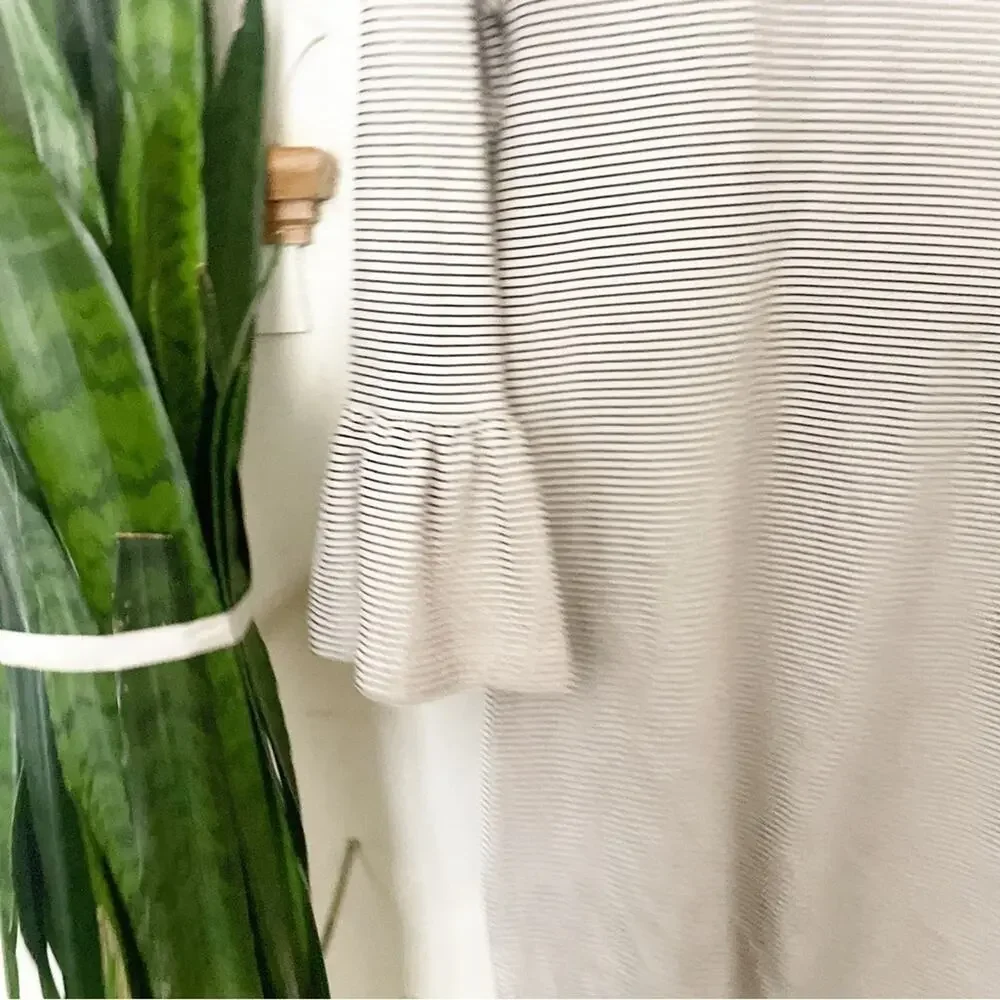J.Crew Factory Black White Striped Ruffle Sleeve Dress Size XS - Picture 8 of 9